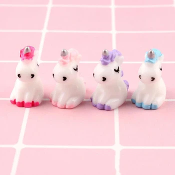 

4 Pcs/set Cartoon Mini Resin Unicorn Miniature Cute Fairy Micro Landscape Unicorn Decor Figurine Home Garden Decors