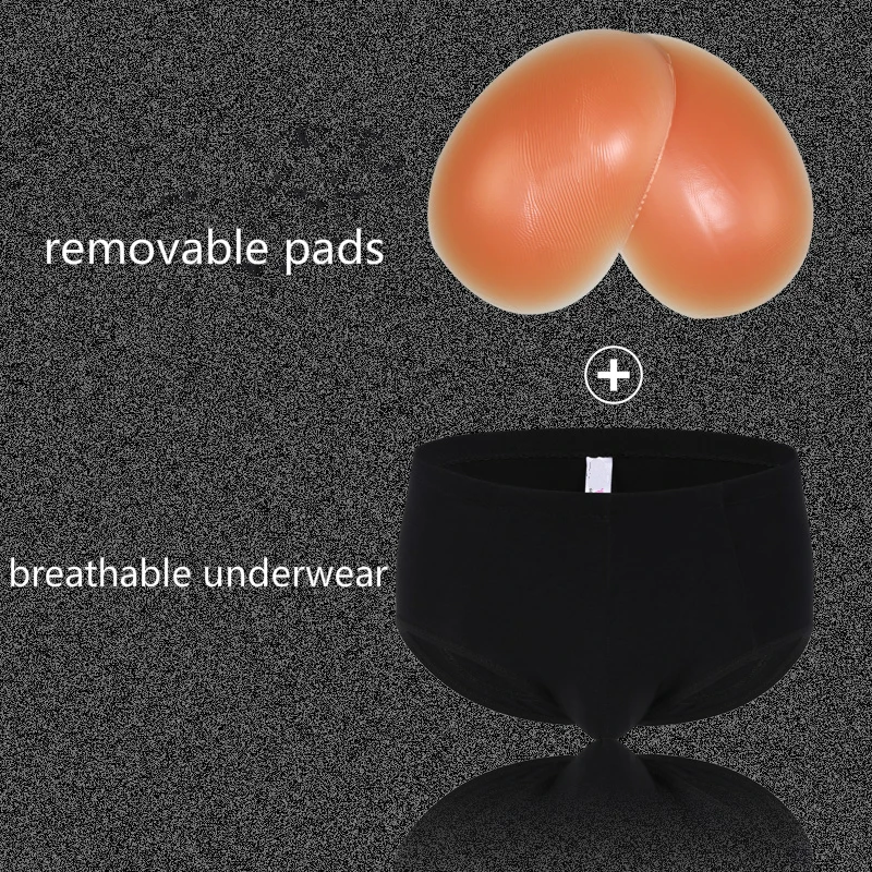 PRAYGER Men Sillicon Pads Butt Lifter Control Panties Removable Inserts Shaper Padded Enhancement Cotton Underwear