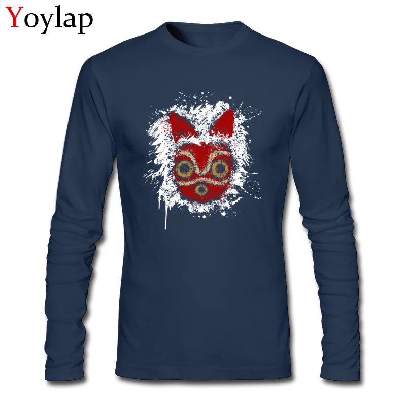 Cute Leisure Tops Tees Mononoke Summer Fall Long Sleeve 100% Cotton Crewneck Boy T-shirts Leisure Tee Shirts Top Quality Mononoke navy