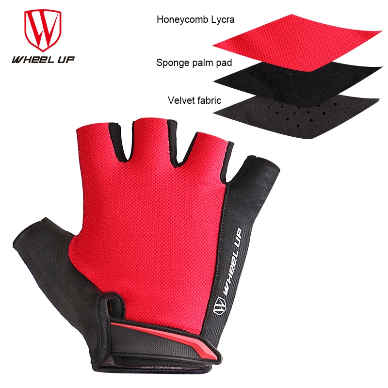 

WHEEL UP Cycling Gloves Half Finger Bicycle Non-slip Anti-skid Soft Breathable Lycra Guantes Ciclismo Mittens bike gloves