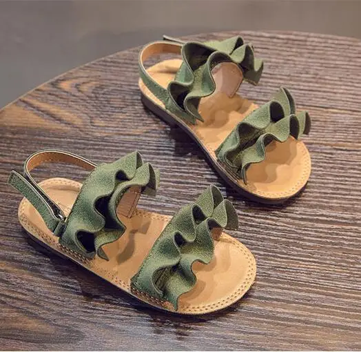 

New Fashion Baby Girls Children Sandals Ruffles Girls Flat Pricness Beach Casual Shoes High Quality