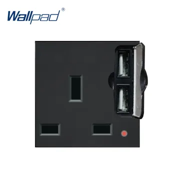 

Wallpad Luxury 2 USB 3 Pin UK Socket Outlet Function Key For Wall White And Black Plastic Module Only