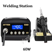 60 W сварочная станция цифровой Антистатическая паяльная станция Термо-Управление Электрические паяльники с ЖК-дисплей Дисплей AT938D