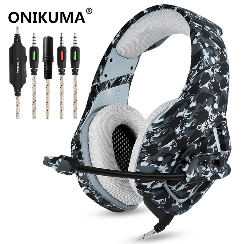 ONIKUMA K1 Camouflage Stereo Gaming Headset Surround Sound Over-Ear Headphones with Noise Cancelling Mic for Xbox One PS4 PC ONIKUMA K1 Camouflage Stereo Gaming Headset Surround Sound Over-Ear Headphones with Noise Cancelling Mic for Xbox One PS4 PC