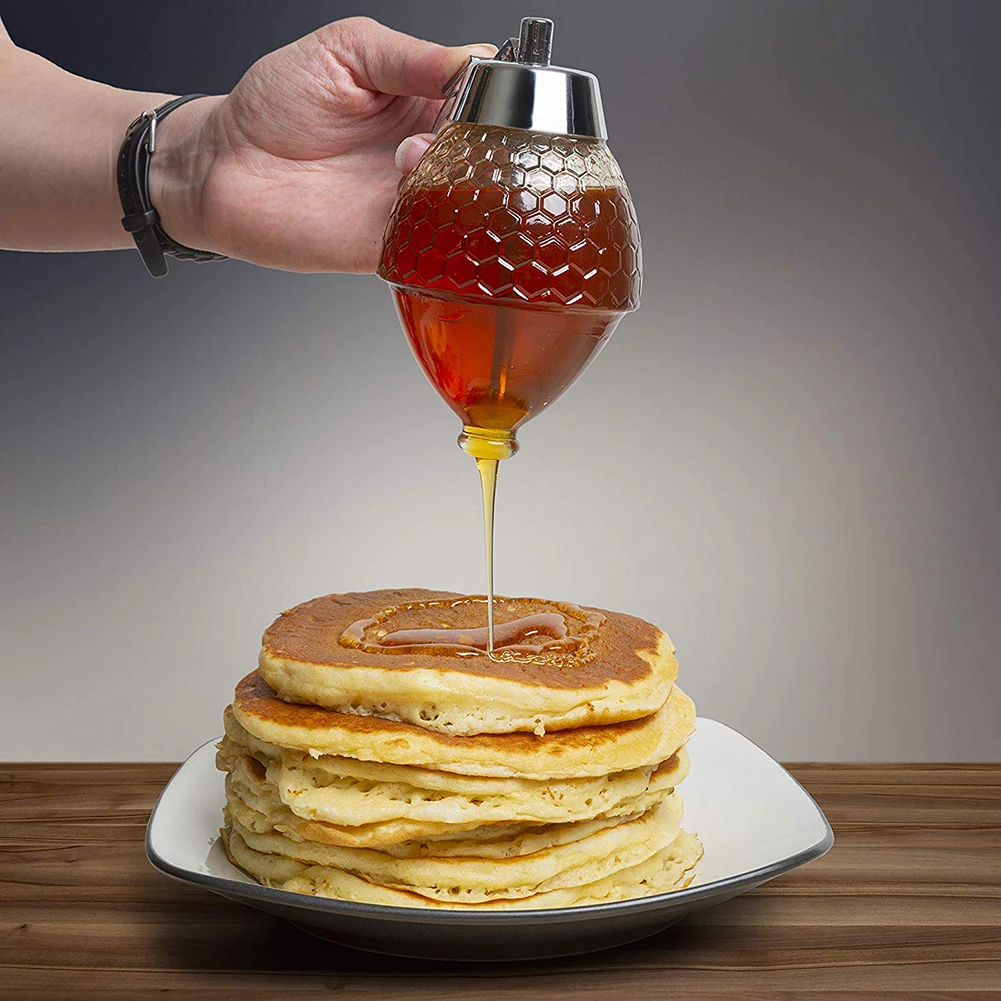 

1pc Juice Syrup Cup Bee Drip Dispenser Kettle Kitchen Accessories Honey Jar Container Storage Pot Stand Holder Squeeze Bottle B4