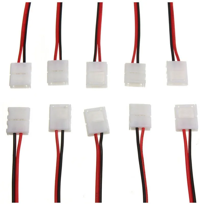 10 шт. PCB кабель 2 Pin светодиодные ленты подключения 3528 один цветной адаптер 8 мм