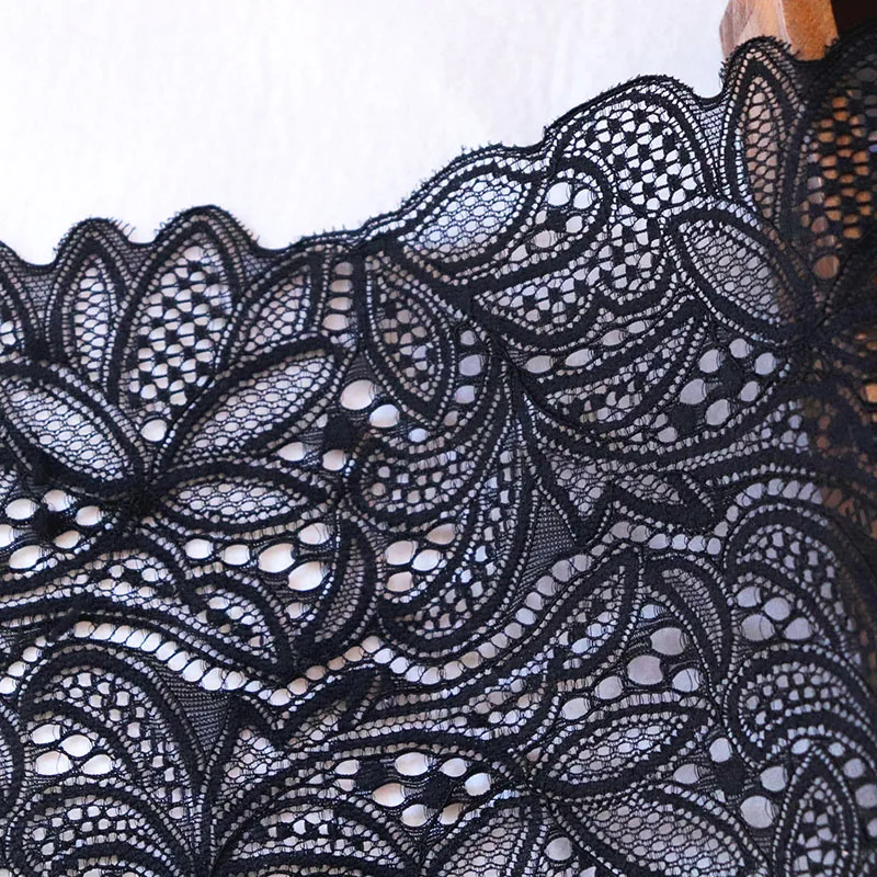 2 ярда 15,5 см широкие листья эластичный стрейч кружевной отделкой черный для бюстгальтера аксессуары для одежды платье Шитье аппликационный костюм кружевная ткань