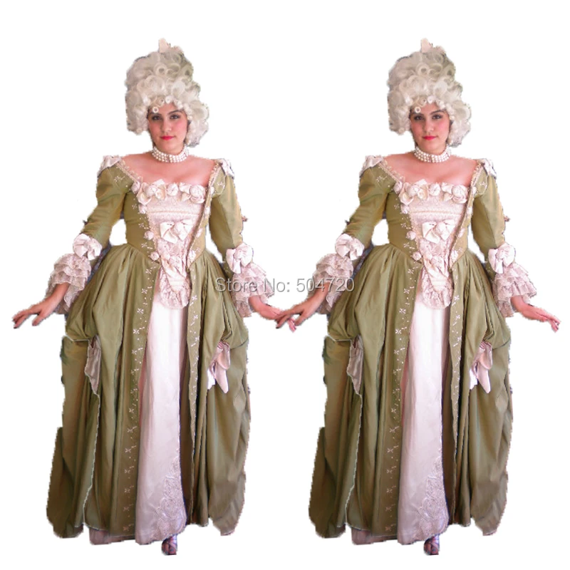 

Tailored!deep blue long sleeves Duchess Queen Marie Antoinette Period Masquerade Theatre Civil war Gown dress HL-246