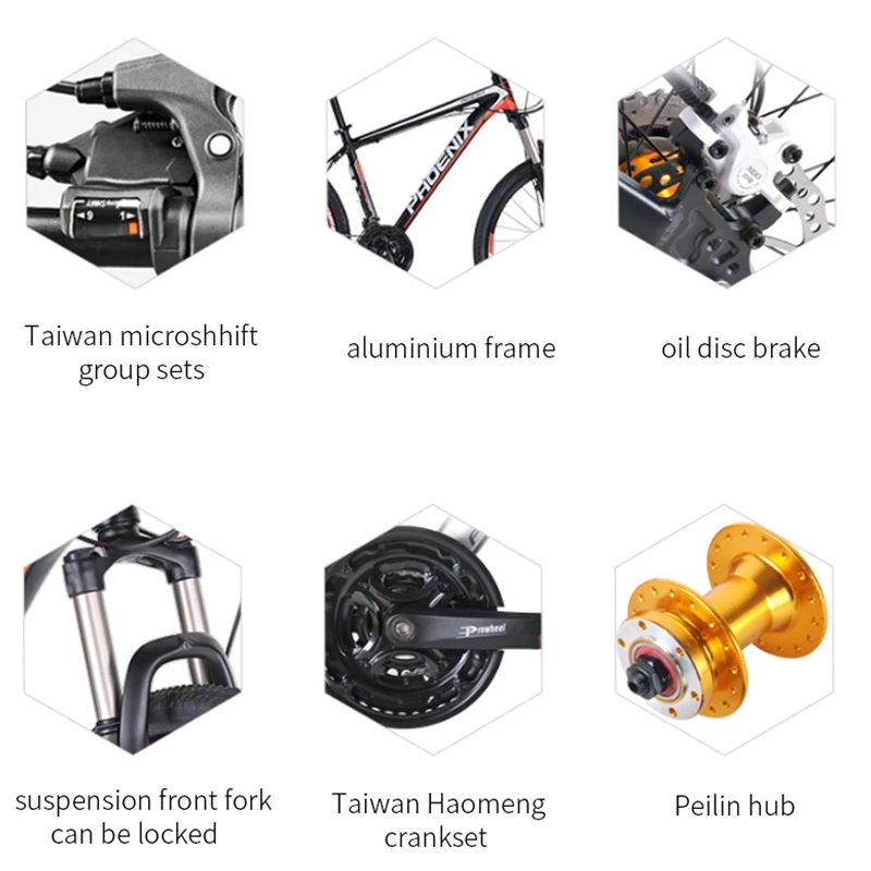 Phoenix Mountain Bike 27 Speed Men Women Steel Bicycle MTB Suspension Microshift Bike Fork Bicycle Adults off-road Cycling Bike