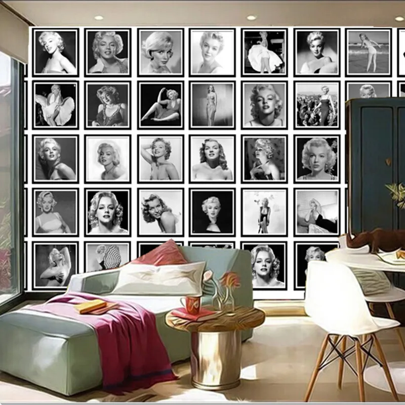 

Custom 3D large mural, Retro Monroe all kinds of photos papel de parede,living room sofa TV wall bedroom wall paper