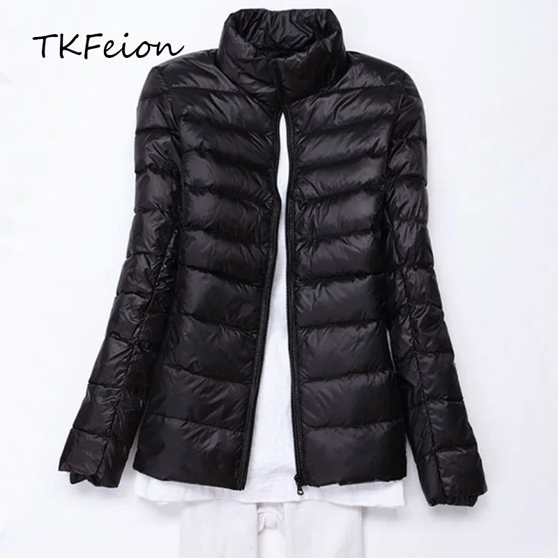 

Women Autumn Coats Warm Duck Down 2019 Spring Winter Female Casual Jacket Stand Neck Light Thin Style Ladies Slim Jacket 3XL 4XL