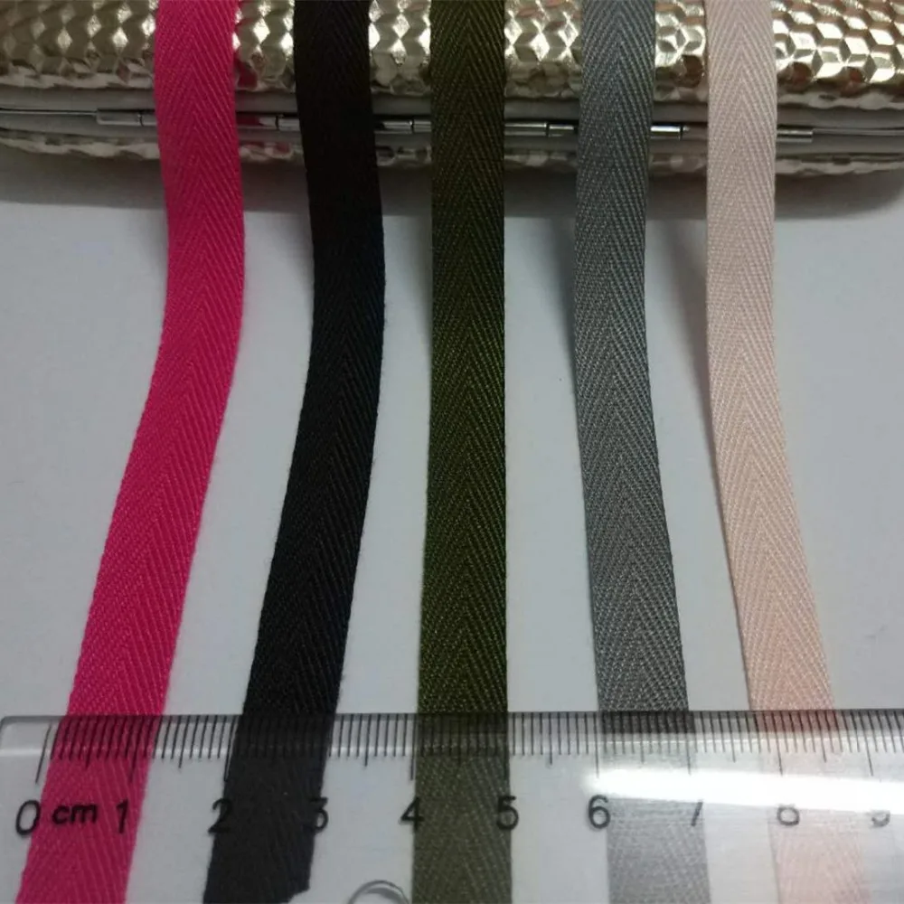 

5yards Slightly Reflective Twill Polyester Cotton Ribbon 10MM Width Webbing/Bias Binding Tape For Diy Bag Craft Cotton Tape