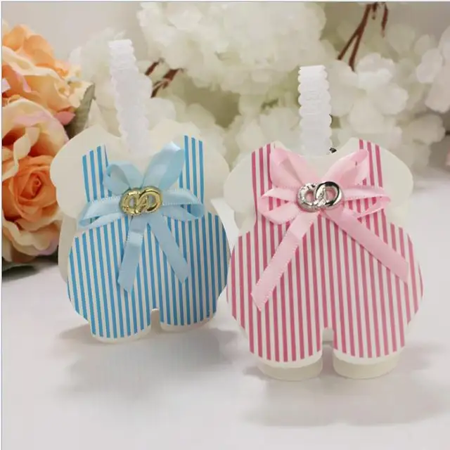48pcs Pink Blue Candy Boxes Sweets Packaging Box For Baby Shower