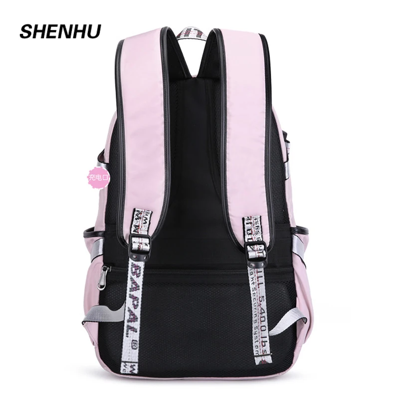  SHENHU 2019 New Laptop Women Backpack External USB Charge Computer Backpacks Anti-theft Waterproof  - 33008037449