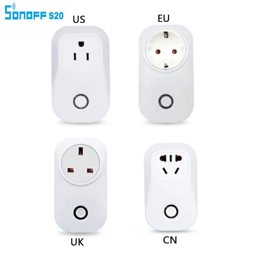 Новое поступление Itead Sonoff S20 WIFI розетка переключатель модуль Великобритания США