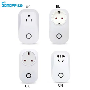 

New Arrived Itead Sonoff S20 WIFI Socket Switch Module UK US EU AU Plug Outlet Timing Switch for Smart Home Automation 10A 220V