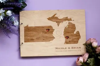 

Personalized Map Wedding Guest Book Alternative,Rustic Custom Countries and States Guestbook,Unique Wedding Gift To Couple