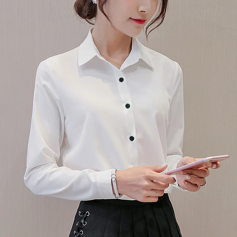 

Women Blouses Lapel Button Chiffon Blouse Casual Tops Office Chemise Femme Shirts blusas mujer de moda plus size 2019