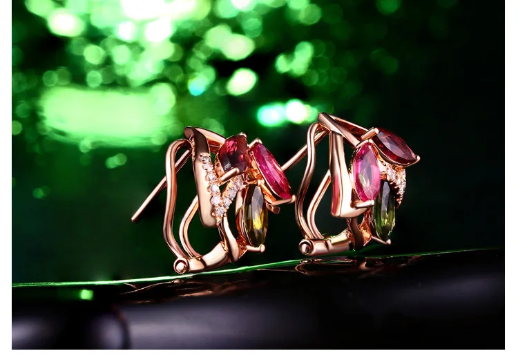 Серебро S925 корейские серьги-гвоздики Rubie 18 карат розовое золото Серьги Серебряные украшения