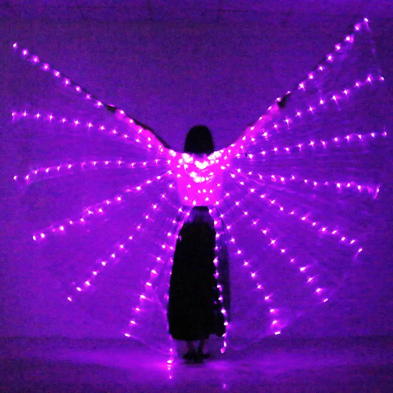 Светодиодный светильник для танца живота, крылья, крылья, светодиодный костюм, крылья для танца, радужные цвета, реквизит для выступлений на сцене с палкой - Цвет: Adult-as picture