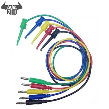 

DANIU 1 Meter Length 4mm Banana Plug to Copper Dual Test Hook Clip Cable Lead Wire Connector DC AC Multimeters Random
