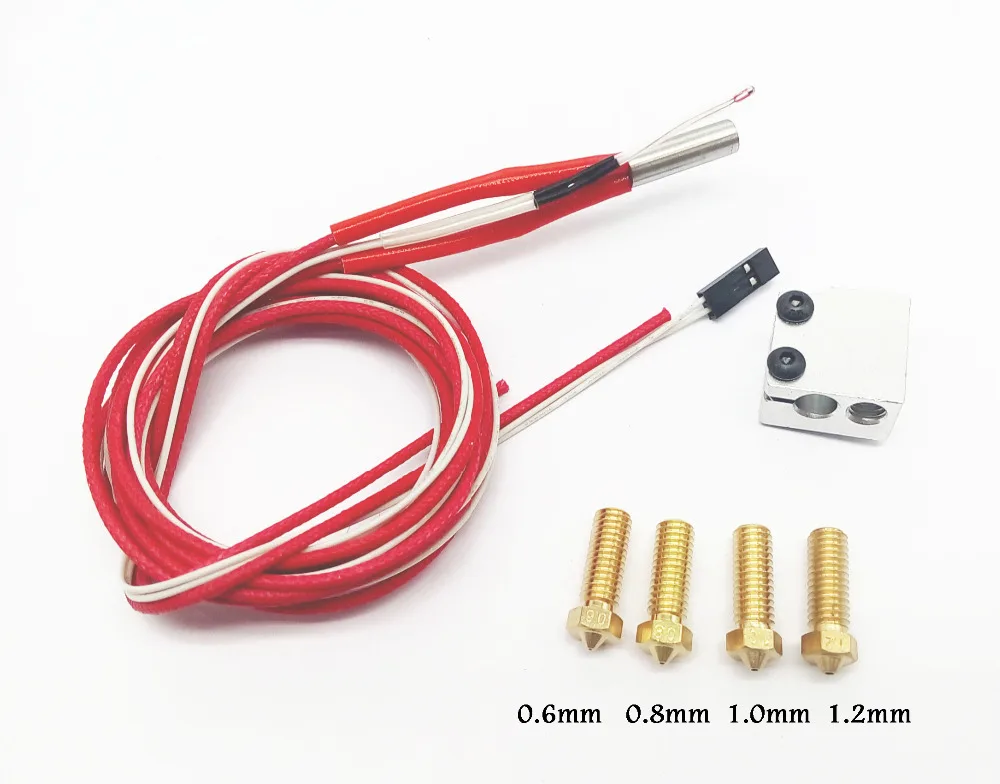  3D Printer Volcano Hot end Eruption Pack Aluminum Block + Thermistor + Ceramic Heater 12V 40W + Nozzles Kit for 1.75/3 mm 