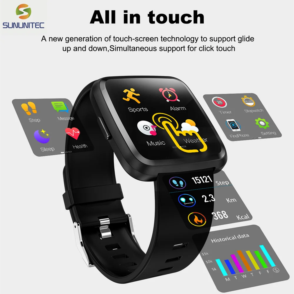 

Full Touch Y7P Smart Bracelet Color Screen Fitness Tracker Blood Pressure Monitor Blood Oxygen Saturation Measurement Smartwach