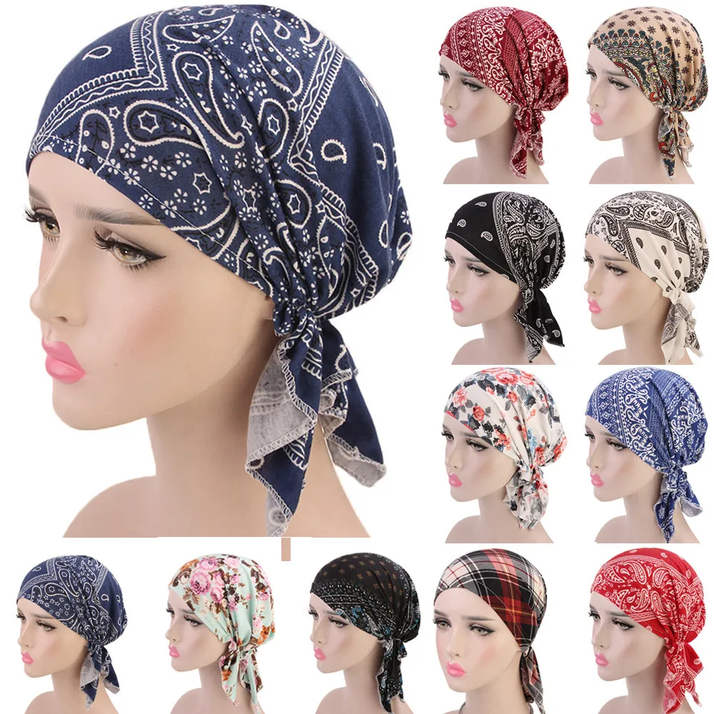 

Scarfs For Ladies Muslim Scarves Casual Scarf Women Summer Acrylic Women Ruffle Chemo Hat Beanie Scarf Turban Head Wrap Cap W415