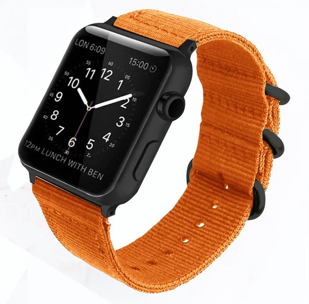 Ремешок nato для apple watch band apple watch 5 4 3 44 мм 40 мм iwatch band 42 мм 38 мм correa ремешок для часов браслет аксессуары для часов 2/1 - Цвет ремешка: orange