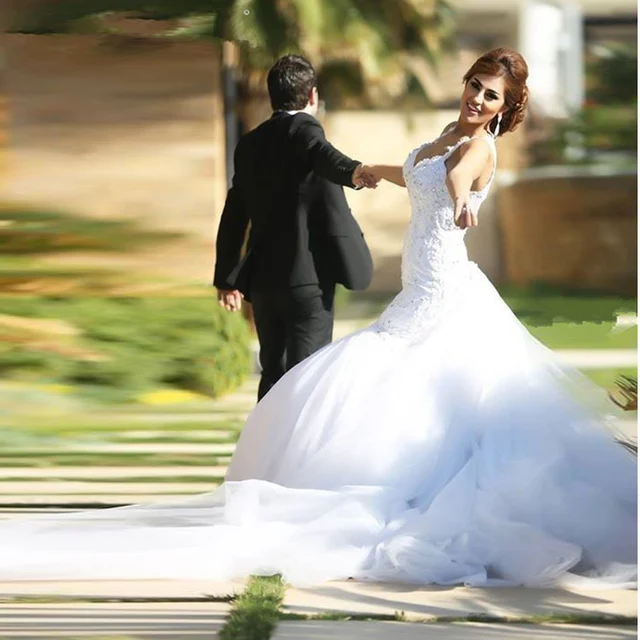 simple trumpet/mermaid wedding dress vestido de novia corte sirena