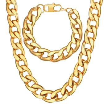 

Kpop Chain Necklaces For Men Stainless Steel Rock Punk jHiphop Jewelry Big Curb Cuban Chain 15mm Width 22" 26" 28" 30" NH3015