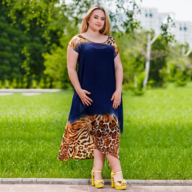Plus Size Leopard Bodycon Maxi Dress