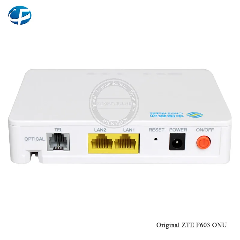 10 шт. Second hand ZXHN zte F603 GPON ONU, 2 lan(1GE+ 1FE)+ 1 тел, протокол SIP, английский интерфейс, с китайским мобильным брендом