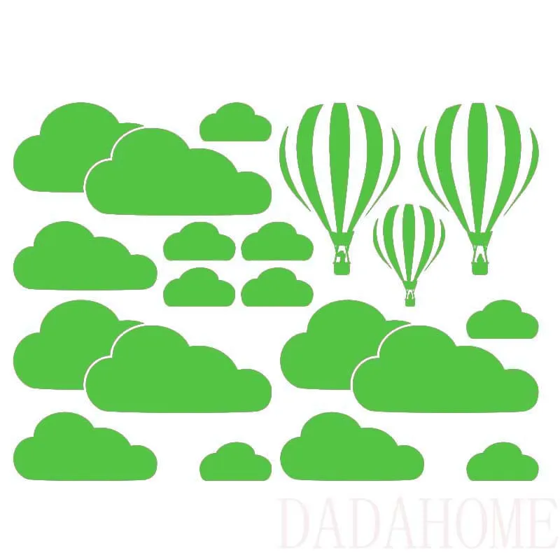 Новинка, белые облака, воздушный шар, наклейка на стену для детской комнаты, художественная фоновая Наклейка на стену, домашний декор, Настенная Наклейка для гостиной - Цвет: green