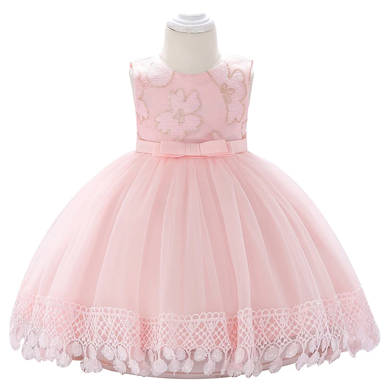 New Infant Baby Girl Dress Lace Tulle Baptism Dresses for Girls 1 Year