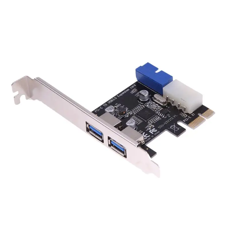 VODOOL USB 3,0 PCI-E Плата расширения внешний 2 порта USB3.0+ внутренний 19pin разъем PCIe карта 4pin IDE разъем питания Прямая поставка