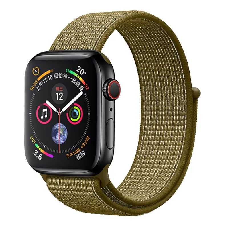 Полосатый цветной нейлоновый дышащий ремешок для часов для Apple Watch iWatch 4 Sports& Edition, спортивный браслет, ремешок для наручных часов - Цвет ремешка: NEW Olive Green