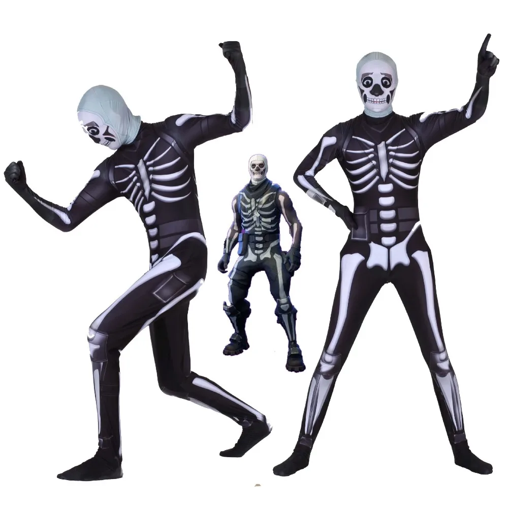 

Free shipping adult Halloween Night Black Skull cavalry skull Trooper Cosplay body tights suit JQ-1157