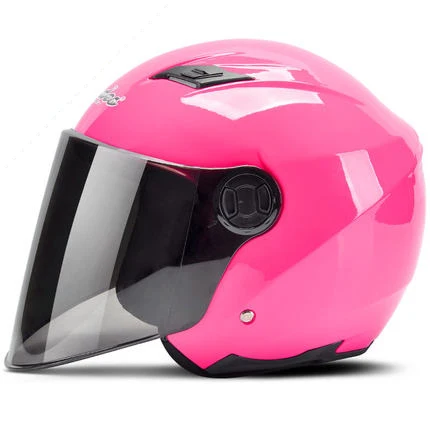 Moto rcycle шлем 3/4 открытый шлем для скутера capacete moto rbike шлем модульный откидной шлем casco moto с объективом светодиодный свет - Цвет: Pink