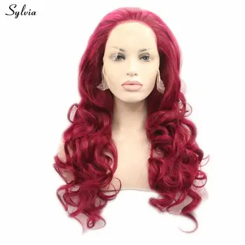 

Sylvia Rock Red Lace Front Wigs Free Parting Long Bouncy Curly Heat Resistant Synthetic Wigs for Women Party Festival Cosplay