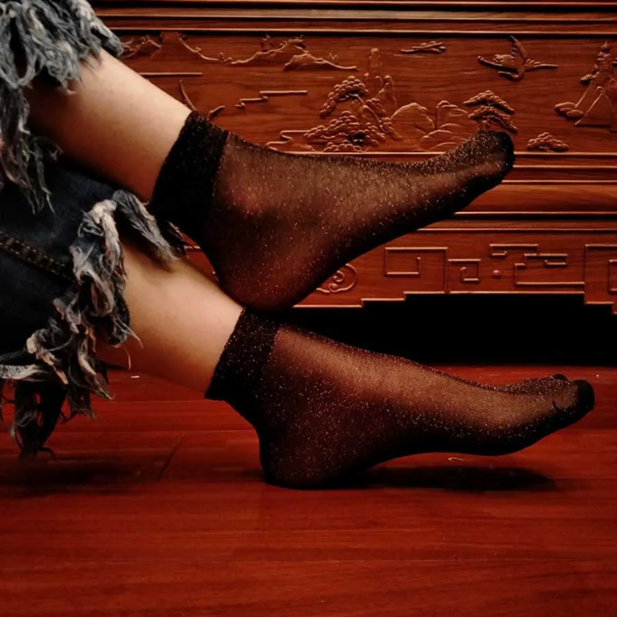 [WPLOIKJD] прозрачный, блестящий носки для девочек европейский стиль красочные ультратонкие для женщин Кристалл Стекло шелк Sox книги по искусству