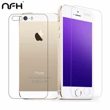 2pcs/lot front+back Tempered Glass For iPhone on 5S 6 6s 7 plus 4 4S Screen Protector Film Full Body Glass On the For iPhone SE