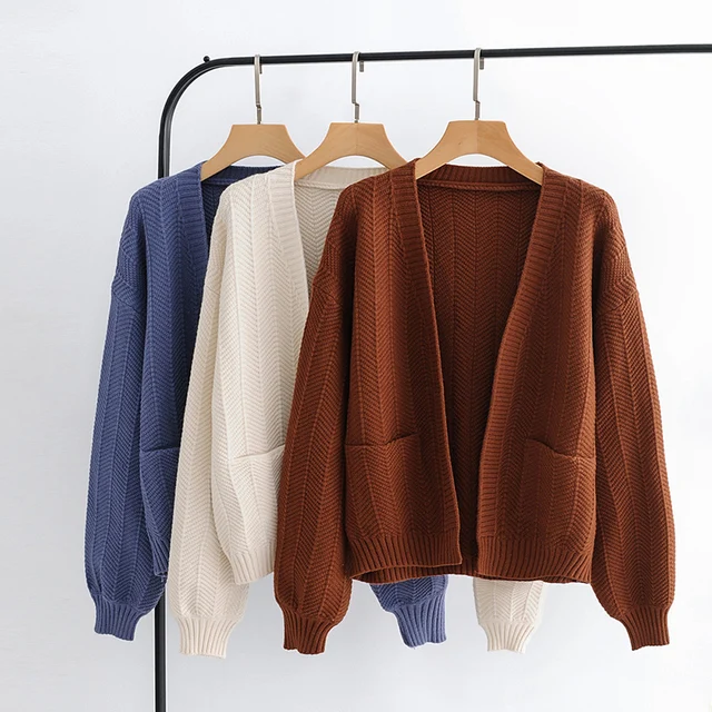 Special Price Women's 2018 Autumn Winter New V-neck Loose Wave Pattern Knit Cardigan Sweater Coats Female Tops YL342 Special Price Women's 2018 Autumn Winter New V-neck Loose Wave Pattern Knit Cardigan Sweater Coats Female Tops YL342