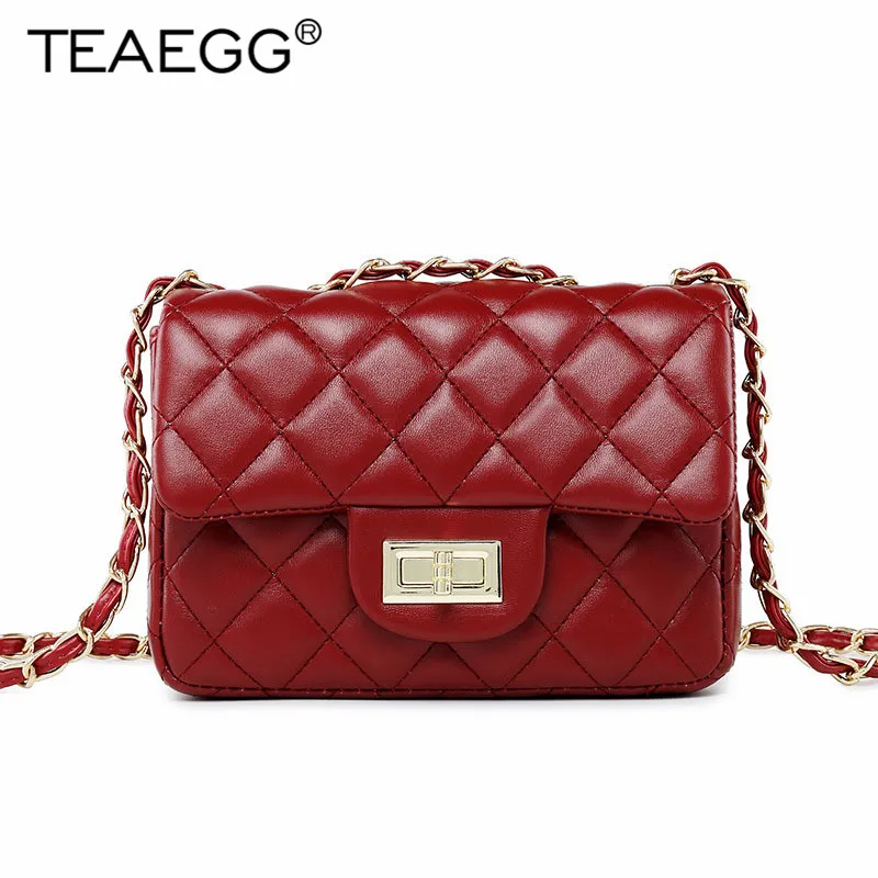 

TEAEGG Luxury Handbags Women Bags Designer Shoulder Bags Messenger Bag Chain Crossbody Bags For Women 2019 Red bolsa feminina
