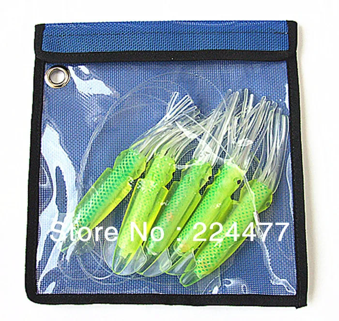 

18cm Squid Daisy Chain Big Game Trolling Fishing Lure Sea Tuna Lure Soft Bait Squid Hang Act The Role Ofing 5pcs Combination