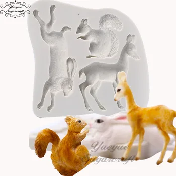 

Yueyue Sugarcraft Christmas Animal Deer Rabbit silicone mold fondant mold cake decorating tools chocolate gumpaste mold