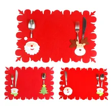 Red Christmas Placemat Tablecloth Xmas Santa Claus Snowman Pattern Tablecloth Home Table Decorative Accessories High Quality