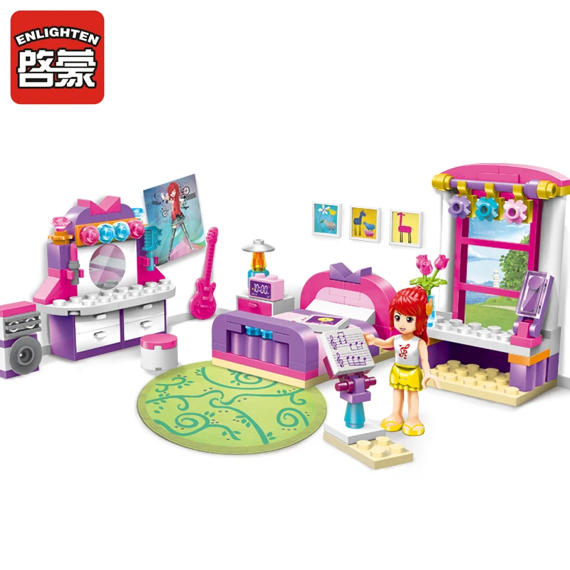Enlighten 2017 New 2001 building block girls friends outing bus trip 2 figures 314 pcs educational