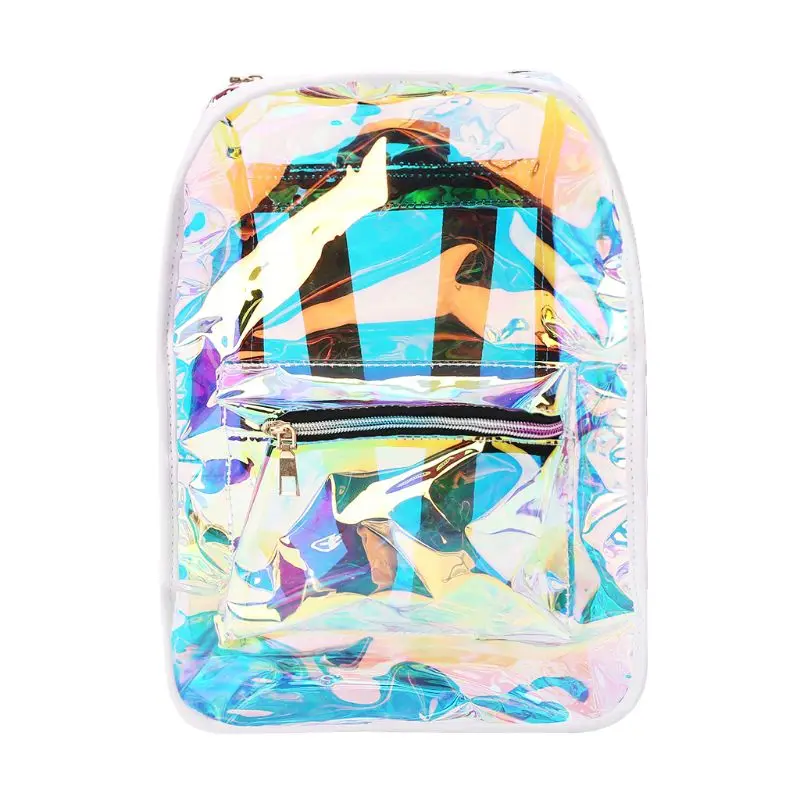 

Women PVC Clear Backpack Female Laser Hologram Shoulder Bags Rucksack School Bookbag