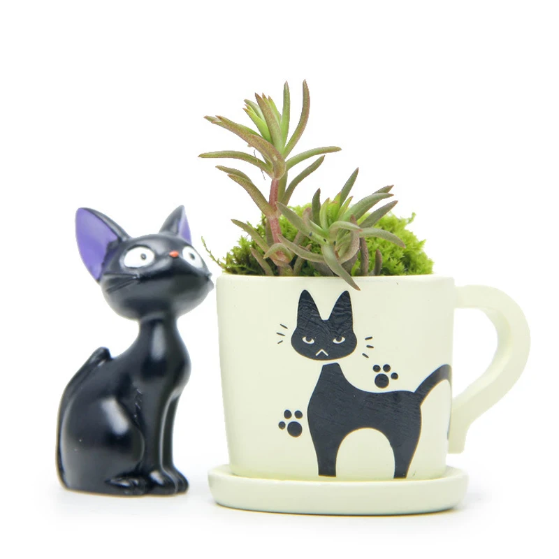 

Kiki's Delivery Service Small Cute Cup Kiki Cat Flower Pot PVC Action Figures Collection Model Toy for Garden Home Decor